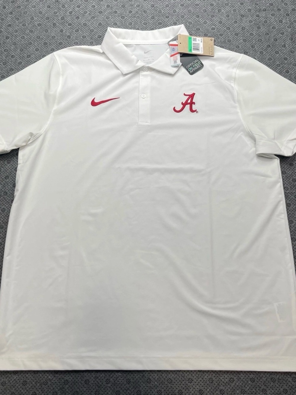 Nike White Men's Polo with Crimson 'A' Logo